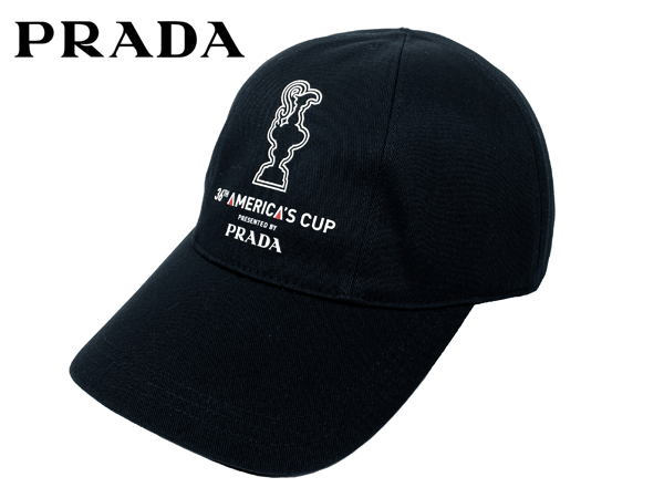 プラダ キャップ PRADA AUH002 NERO 第36回 アメリカズカップ プラダ ロゴ入り ネロ ブラック ベースボール キャップ 野球帽子