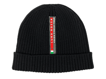 プラダ キャップ PRADA LF18D NERO ルナロッサ プラダ ピレリ ロゴタグ付き ネロ ブラック ウール ニットキャップ ニット帽子