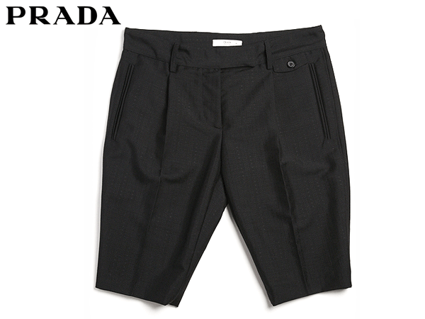 プラダ ショートパンツ PRADA 20008P TESSUTO G ロゴタグ付き ブラック系地 レディース ハーフパンツ ショートパンツ