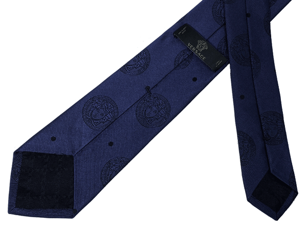 ヴェルサーチ ネクタイ VERSACE ICR7001 IT00156 I4148 NAVY ブラック系 円形グレカ柄入り メデューサ柄 X ドット柄 ネイビー系 ネクタイ GIANNI VERSACE ジャンニ ヴェルサーチ ベルサーチ ヴェルサーチェ