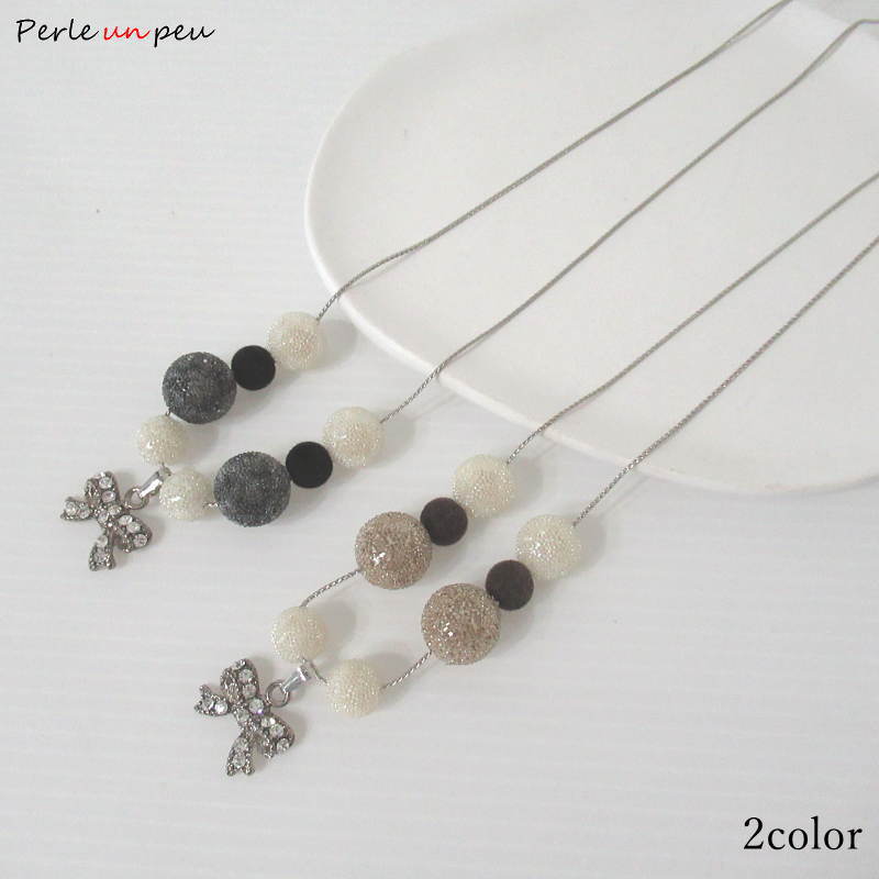 ネックレス レディース ラインストーン ビジュー ビーズネックレス アクセサリー 大人 華やか 結婚式 二次会 お呼ばれ ウェディング セレモニー リボン ペンダント きれいめ かわいい 上品 エレガント おしゃれ ギャラリービスコンティ