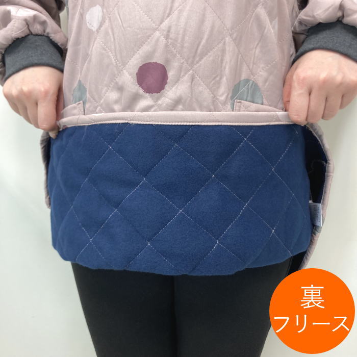 割烹着 裏フリース あったか 長袖 スモック ポケット付き グレー おしゃれ かわいい シニア 高齢者 母 祖母 女性用 レディース 秋冬 防寒 暖かい かっぽう着 後ろボタン 部屋着 家事服 洗える ゆったり着やすい 水玉 敬老の日 ギフト 3