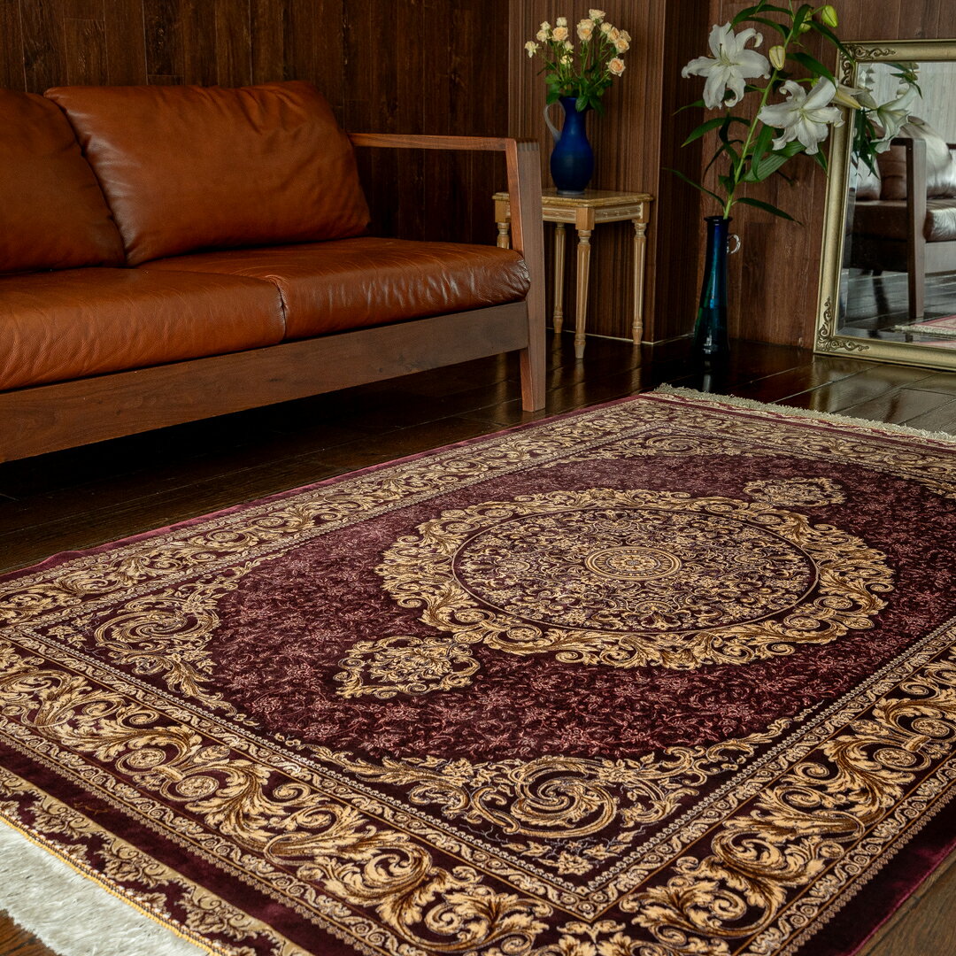【本場イラン産】132×202cm ペルシャ絨毯(機械&手織り) ラグサイズM(送料無料 かわいい おしゃれ 絨毯 ラグ バンブーシルク モーダル ペルシャ)◆DO-10 [2]