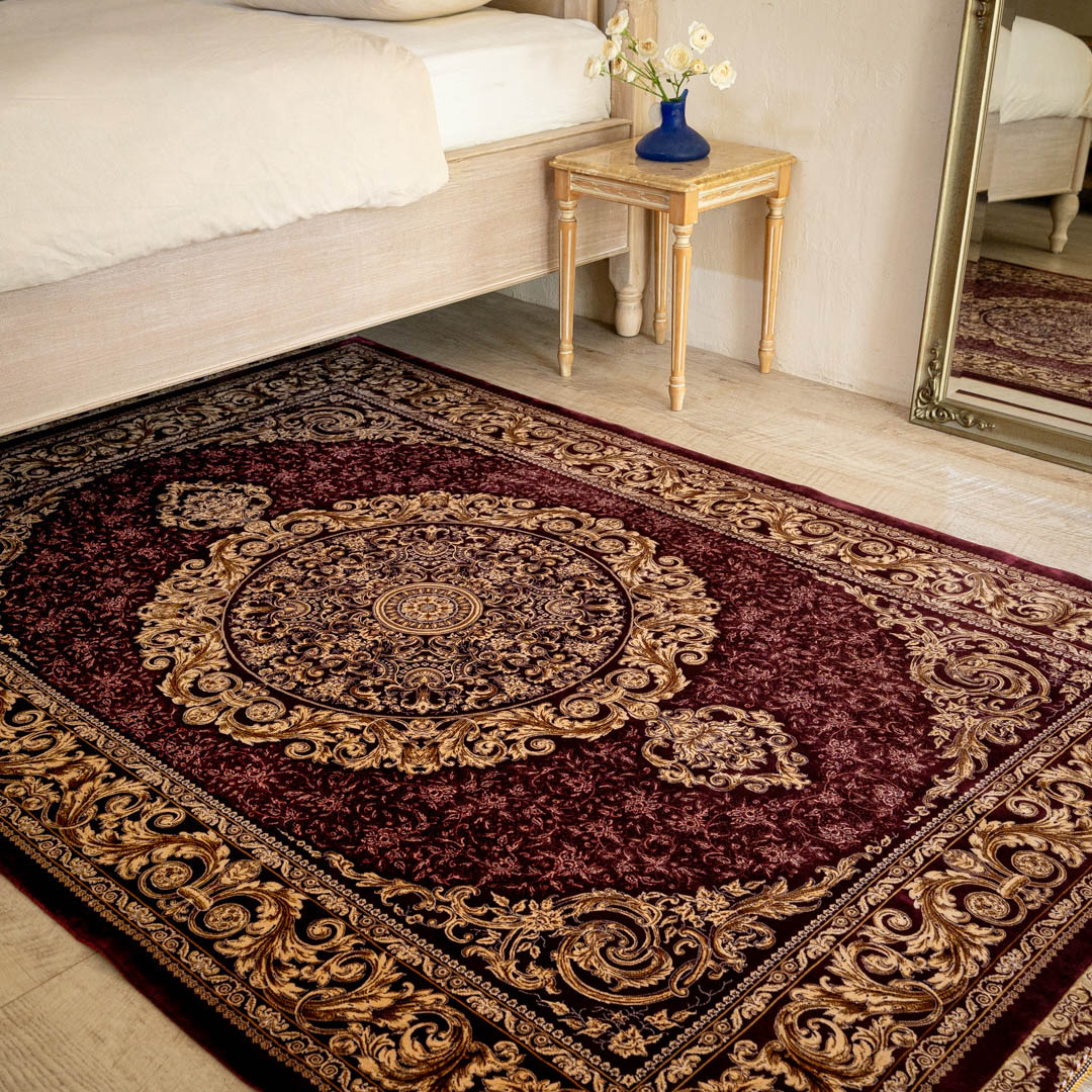 【本場イラン産】132×202cm ペルシャ絨毯(機械&手織り) ラグサイズM(送料無料 かわいい おしゃれ 絨毯 ラグ バンブーシルク モーダル ペルシャ)◆DO-10 [3]