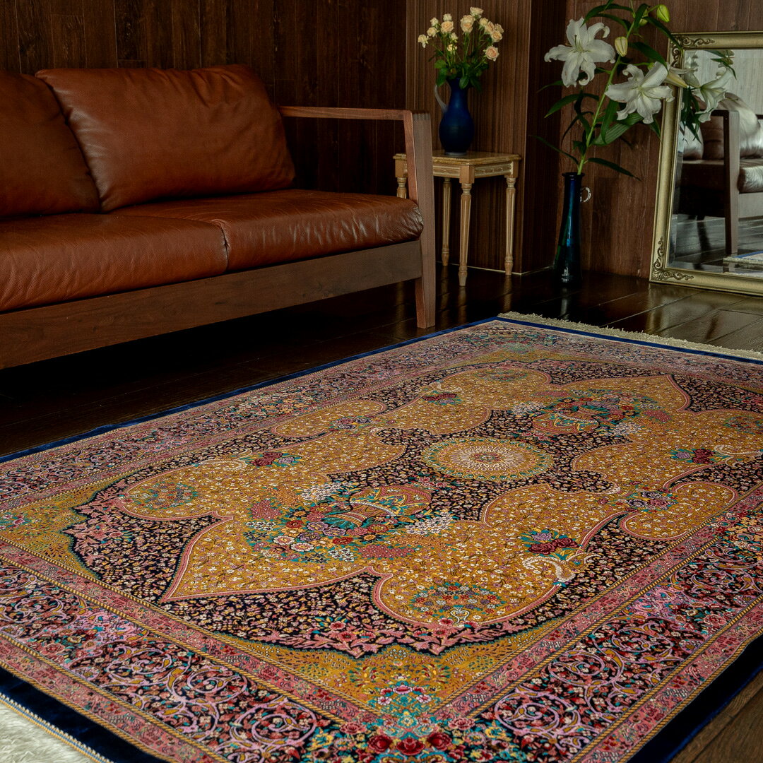 【本場イラン産】132×200cm ペルシャ絨毯（機械＆手織り） ラグサイズM（送料無料 かわいい おしゃれ 絨毯 ラグ バンブーシルク モーダル ペルシャ）◆DO-25 persiadirect-10005147 イラン産絨毯 ペルシャダイレクト サンプル画像2
