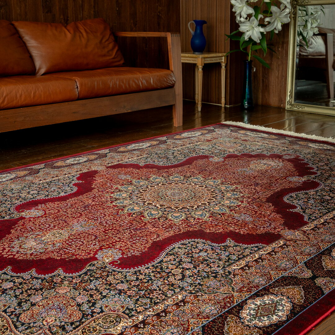 【本場イラン産】150×227cm ペルシャ絨毯（機械織） ラグサイズM（送料無料 かわいい おしゃれ 絨毯 ラグ バンブーシルク モーダル ペルシャ）◆DO-36 persiadirect-10005380 イラン産絨毯 ペルシャダイレクト サンプル画像2
