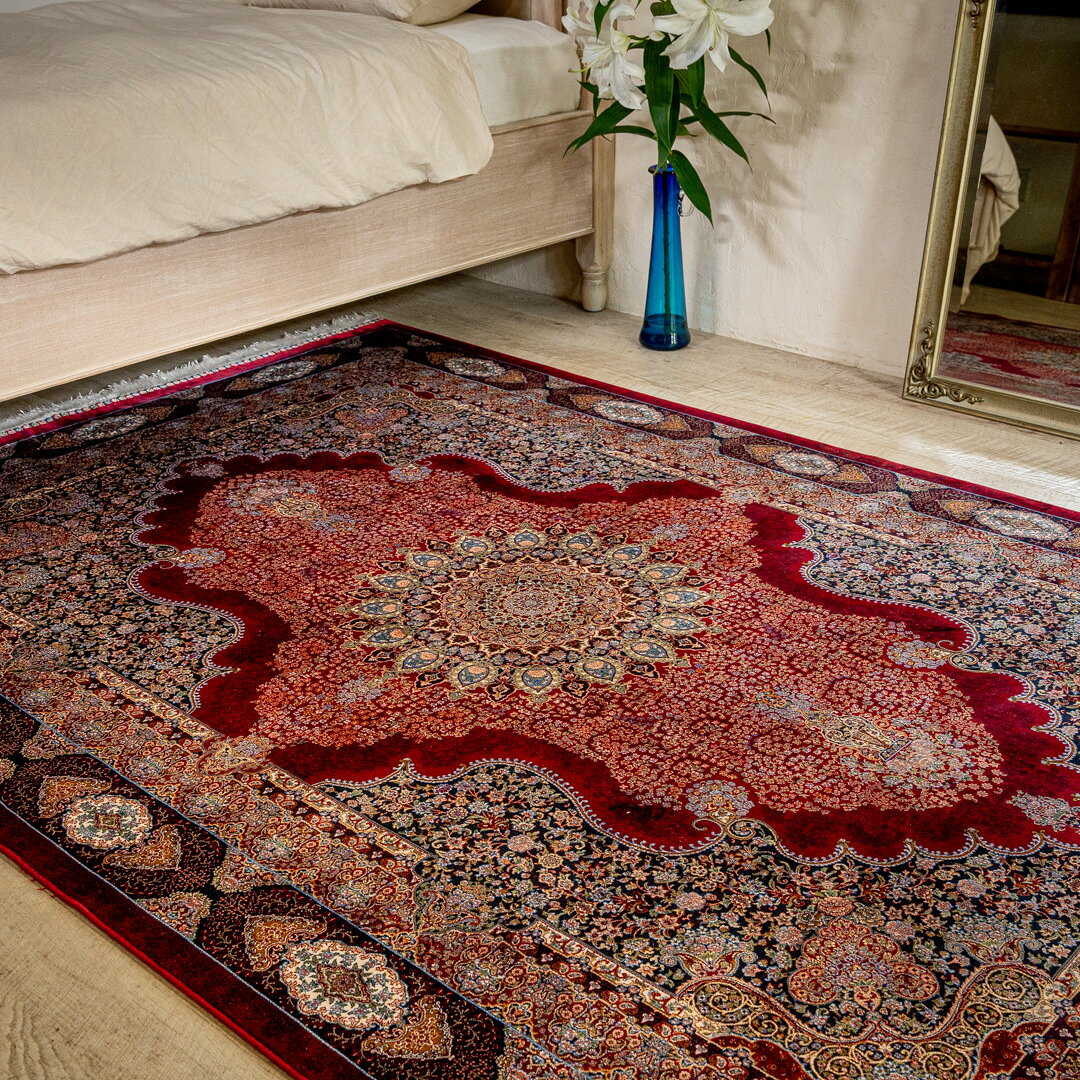 【本場イラン産】150×227cm ペルシャ絨毯（機械織） ラグサイズM（送料無料 かわいい おしゃれ 絨毯 ラグ バンブーシルク モーダル ペルシャ）◆DO-36 persiadirect-10005380 イラン産絨毯 ペルシャダイレクト サンプル画像3