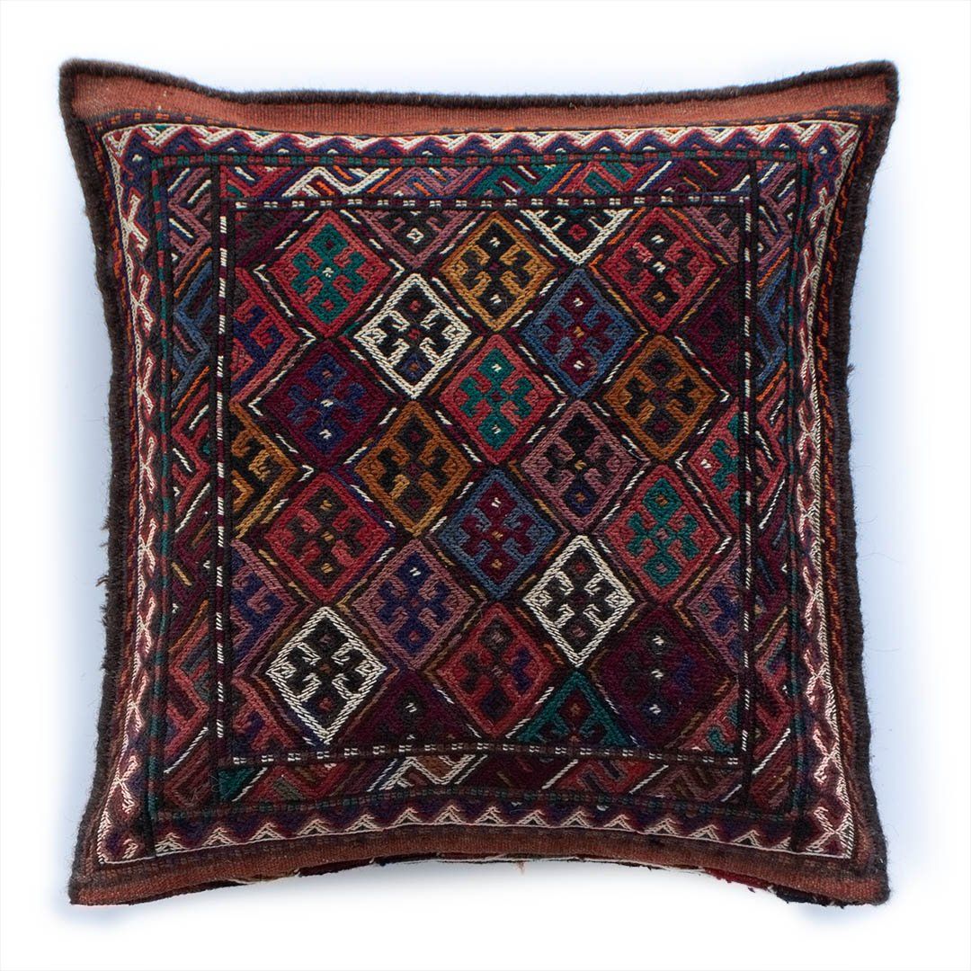 【本場イラン産】45×45cm ミニキリム(送料無料 手織り 天然染料 かわいい おしゃれ 絨毯 ラグ ウール100% ペルシャ)◆KHASHAYAR ハシャーヤル [3]