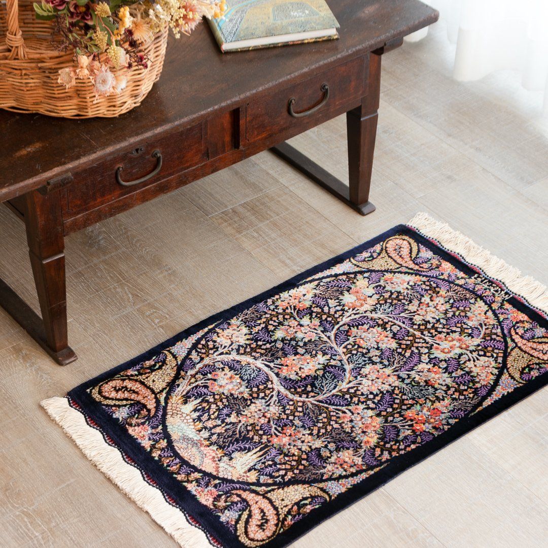 【本場イラン産】40×63cm ペルシャ絨毯 ミニサイズ（送料無料 手織り 天然染料 かわいい おしゃれ 絨毯 ラグ シルク100% ペルシャ 小さい）◆VALENTINA　ヴァレンティナ persiadirect-10005155 イラン産絨毯 ペルシャダイレクト サンプル画像2