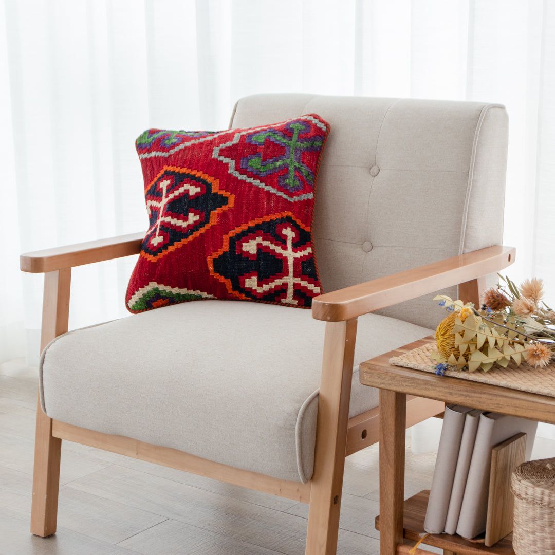 【本場イラン産】40×41cm ミニキリム（送料無料 手織り 天然染料 かわいい おしゃれ 絨毯 ラグ ウール1..