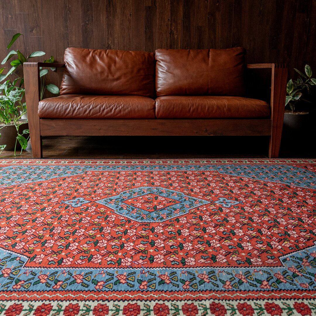 【本場イラン産】138×215cm キリム ラグサイズL(送料無料 手織り 天然染料 かわいい おしゃれ 絨毯 ラグ ヴィンテージ トライバル ウール100%)◆AZAR アーザル [2]