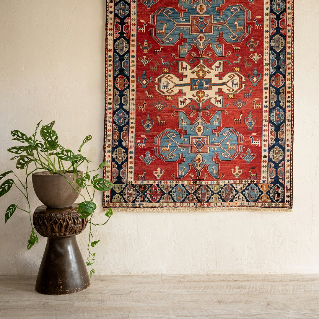 【楽天スーパーSALE30%OFF】【本場イラン産】100×145cm キリム ラグサイズM(送料無料 手織り 天然染料 かわいい おしゃれ 絨毯 ラグ ヴィンテージ トライバル ウール100%)◆BUSSEH ブーセフ [2]