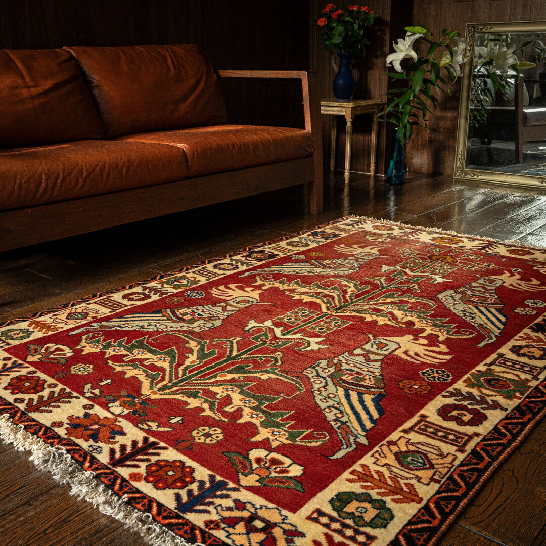 【アウトレット商品】【本場イラン産】115×170cm ペルシャ絨毯 ラグサイズM（送料無料 手織り 天然染料..