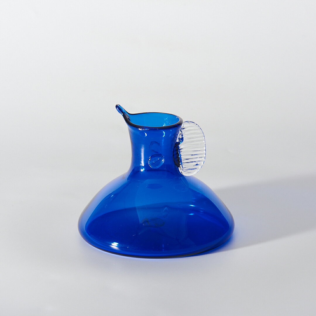 【本場イラン産】マーヒーベース ブルー 幅: 14.5cm 高さ: 11.5cm(送料無料 手作り かわいい おしゃれ ガラス ペルシャ 花瓶 フラワーベース インテリア雑貨) [2]