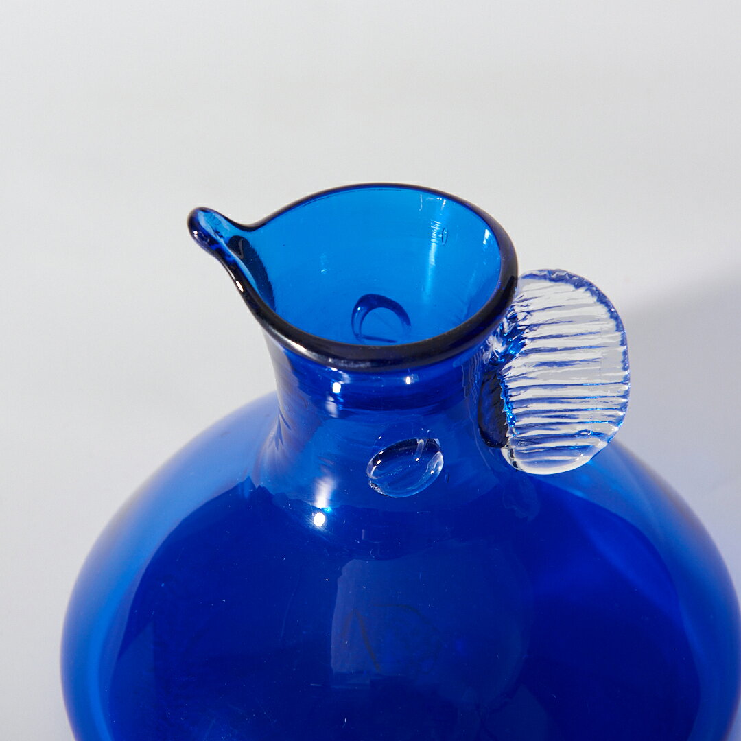 【本場イラン産】マーヒーベース ブルー 幅: 14.5cm 高さ: 11.5cm(送料無料 手作り かわいい おしゃれ ガラス ペルシャ 花瓶 フラワーベース インテリア雑貨) [3]
