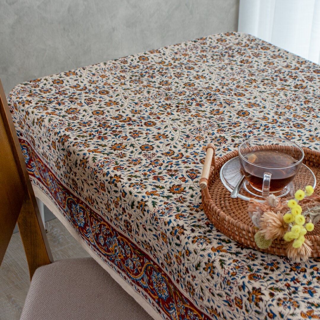 【本場イラン産】ペルシャ更紗 総柄 ブラウン 約100×150cm (ペルシャ絨毯風 洗える マルチカバー ギフト テーブルクロス 綿100% ガラムカール おしゃれ 送料無料)
