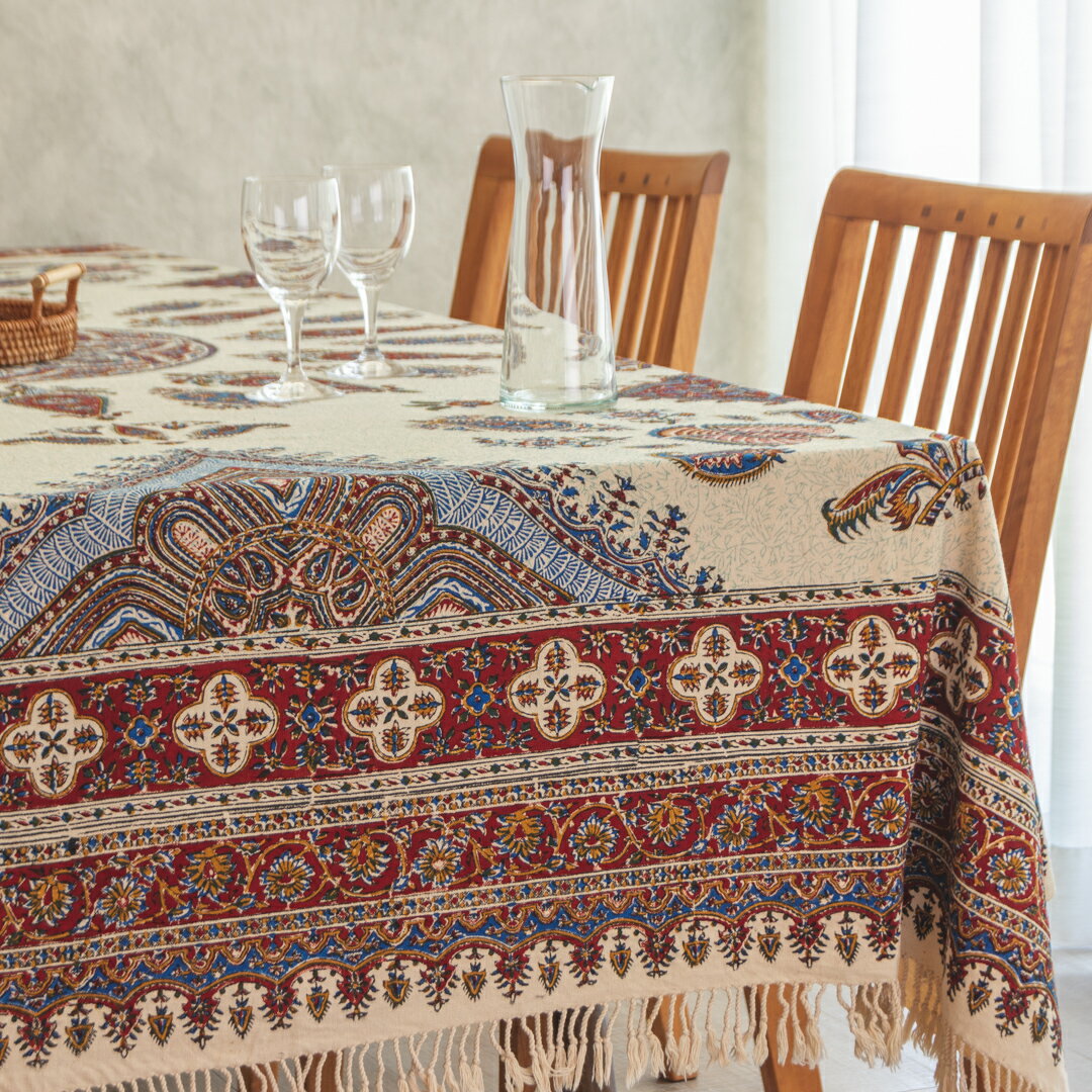 楽天イラン産絨毯 ペルシャダイレクト【楽天スーパーSALE 20％OFF】【本場イラン産】ペルシャ更紗 中心柄 ブラウン 約150×240cm （ペルシャ絨毯風 洗える マルチカバー ギフト テーブルクロス 綿100％ ガラムカール おしゃれ　送料無料）