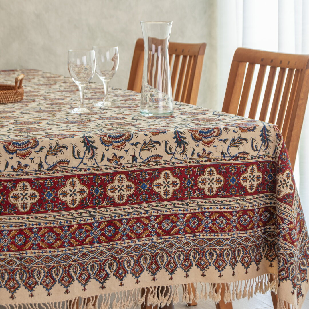 【本場イラン産】ペルシャ更紗　160×240cm　総柄　ブラウン（ペルシャ絨毯風 洗える マルチカバー ギフト テーブルクロス 綿100% ガラムカール おしゃれ　送料無料）