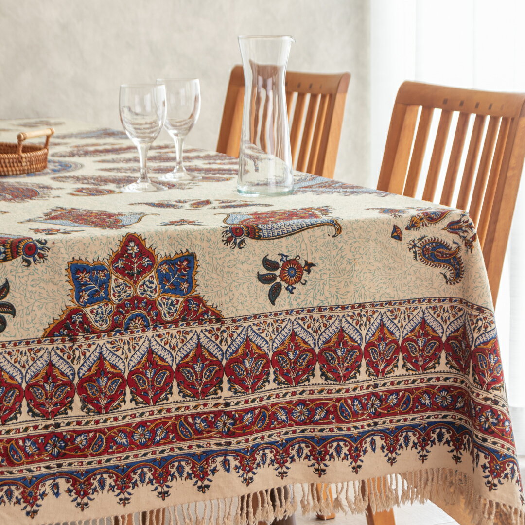 【本場イラン産】160×240cm ペルシャ更紗 160×240cm 中心柄 ブラウン(ペルシャ絨毯風 洗える マルチカバー ギフト テーブルクロス 綿100% ガラムカール おしゃれ 送料無料)