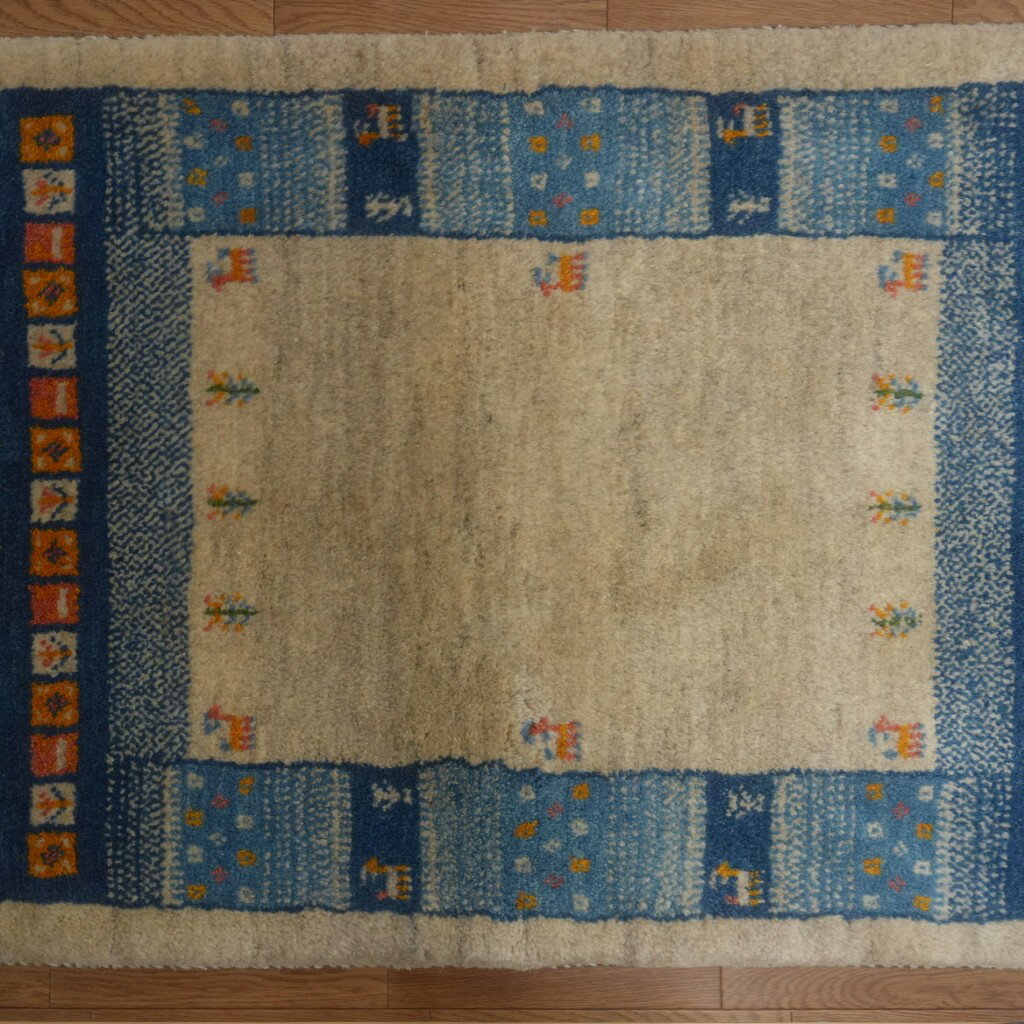 Character Pattern - 【ペルシャ絨毯 手織りギャッベ】イラン直輸入 82x124cm ブルー GA10433