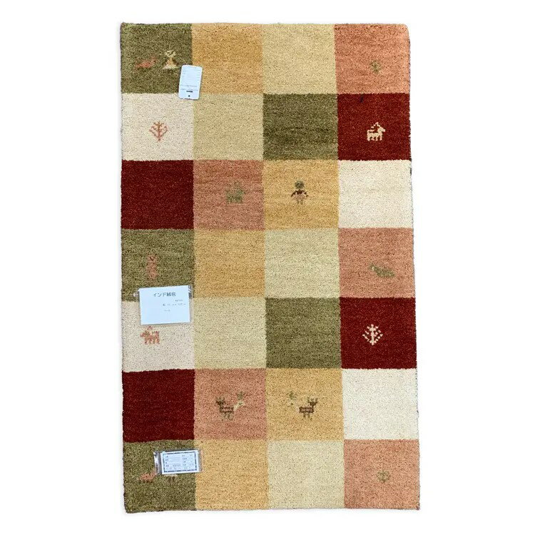 樂天商城 - 【インド段通 ギャッベ】「玄関マット」 直輸入　手織り絨毯 72×122 ウール IG0103