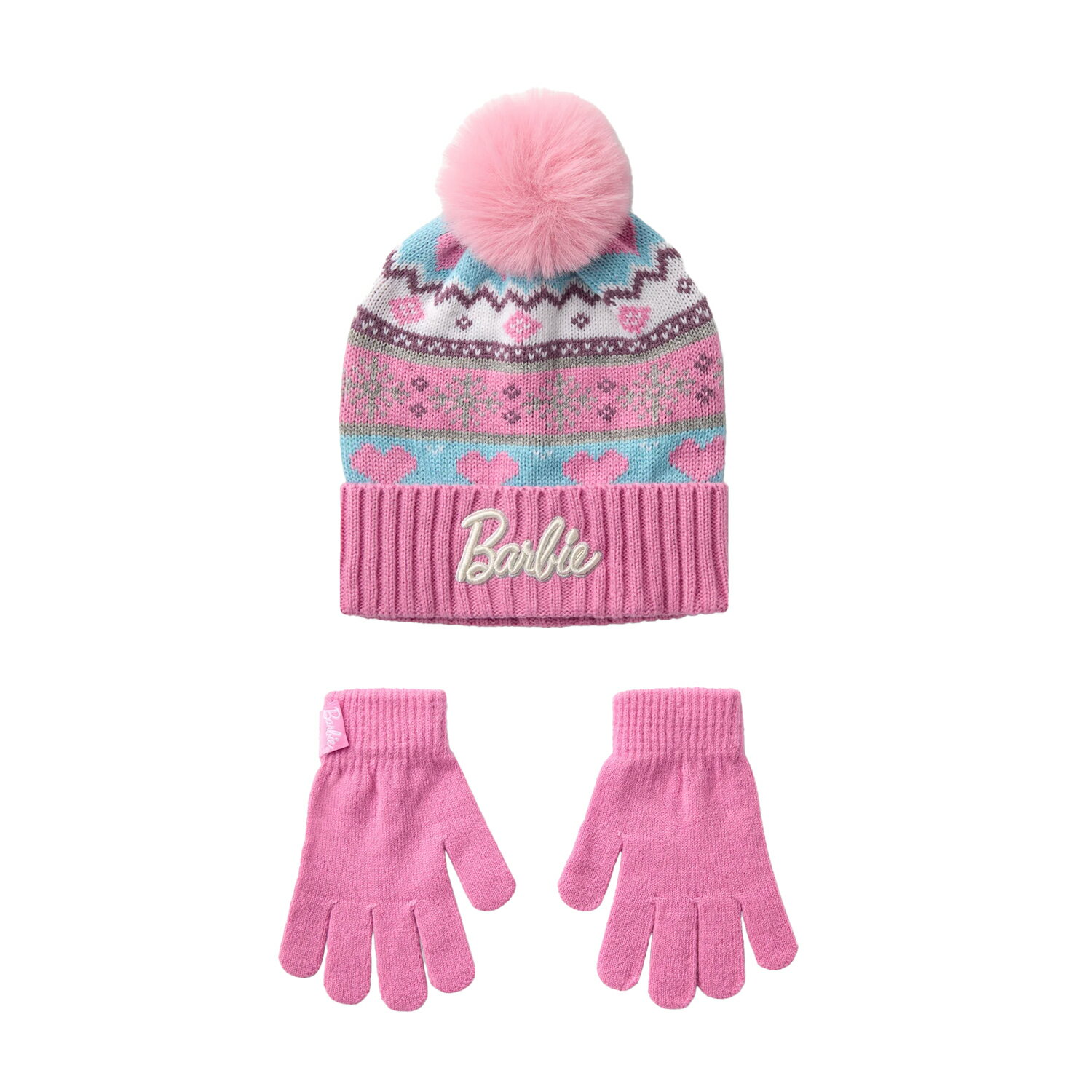 Gloves - (バービー) Barbie オフィシャル商品 キッズ・子供 ガールズ ニット帽 フェアアイル 手袋 セット 【海外通販】