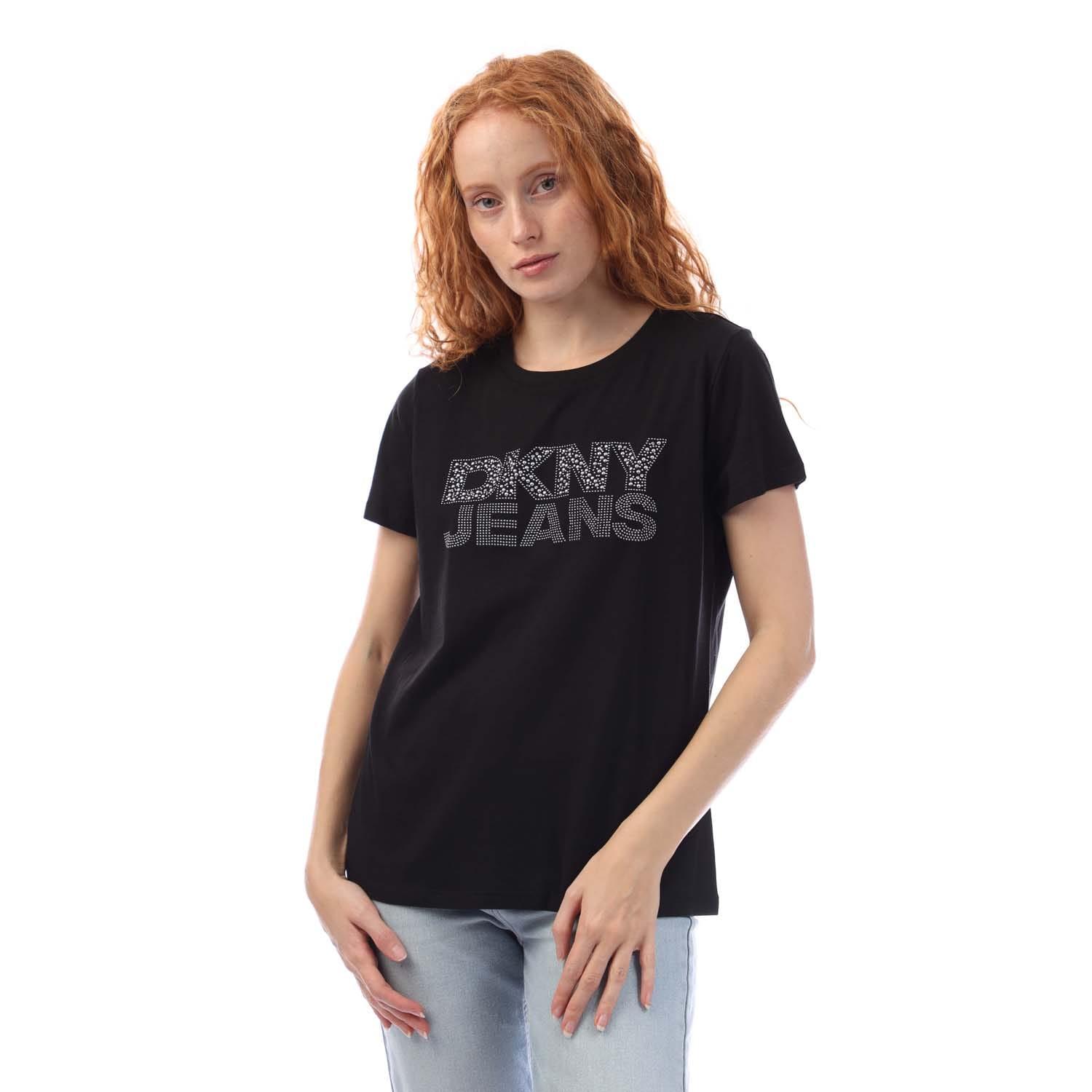 (ディーケーエヌワイ) DKNY レディース ラインストーン ロゴ 半袖 Tシャツ トップス 【海外通販】