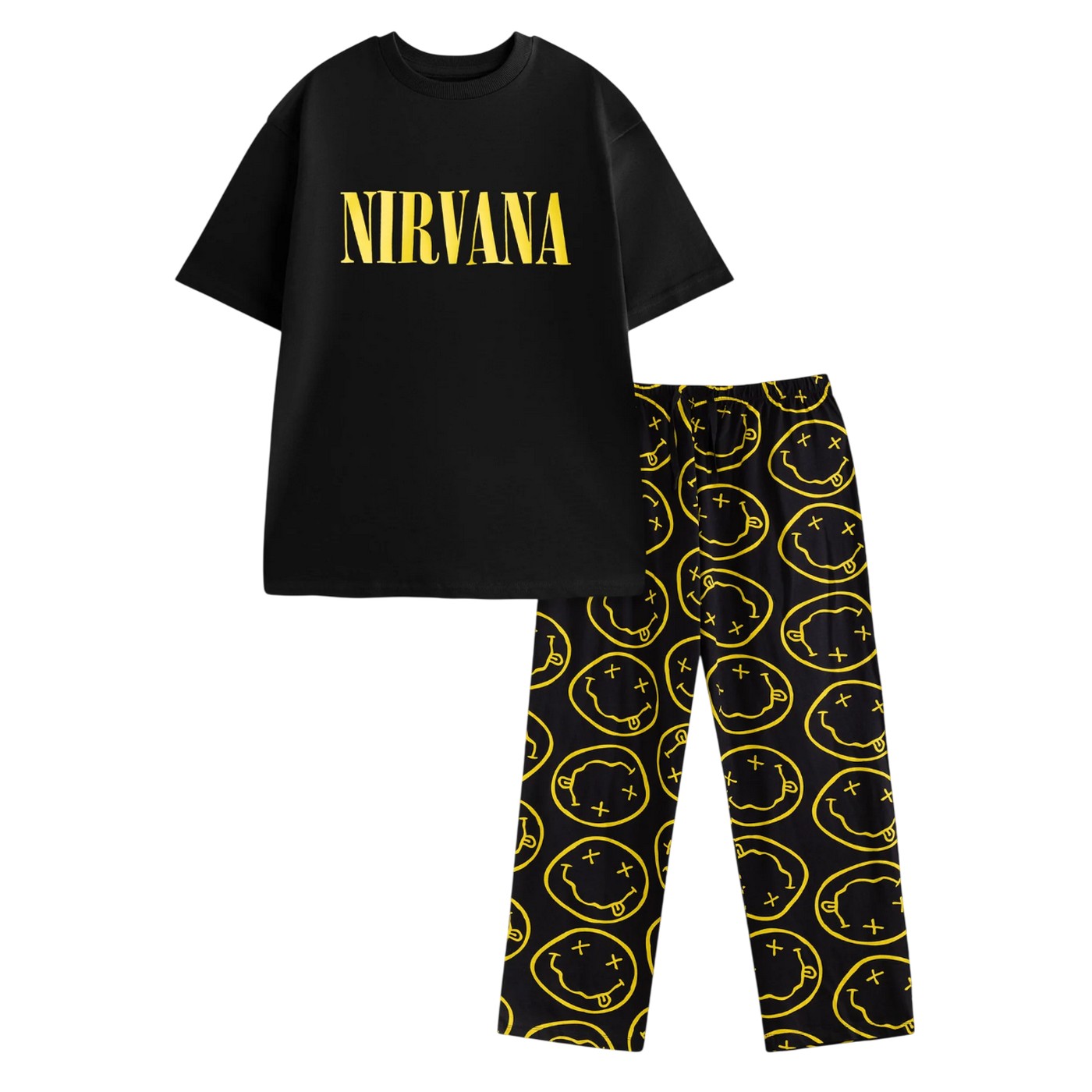 (ニルヴァーナ) Nirvana オフィシャル商品 メンズ ロゴ パジャマ 半袖 上下セット 【海外通販】