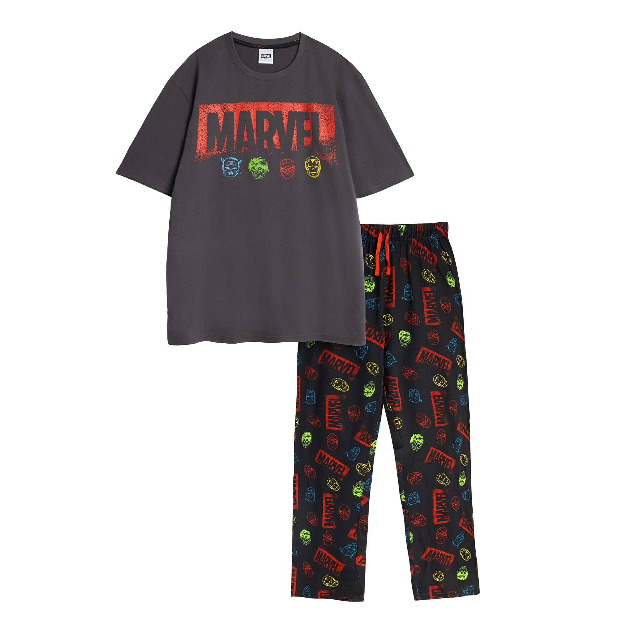 (マーベルアベンジャーズ) Marvel Avengers オフィシャル商品 メンズ ロゴ パジャマ 半袖 上下セット 【海外通販】