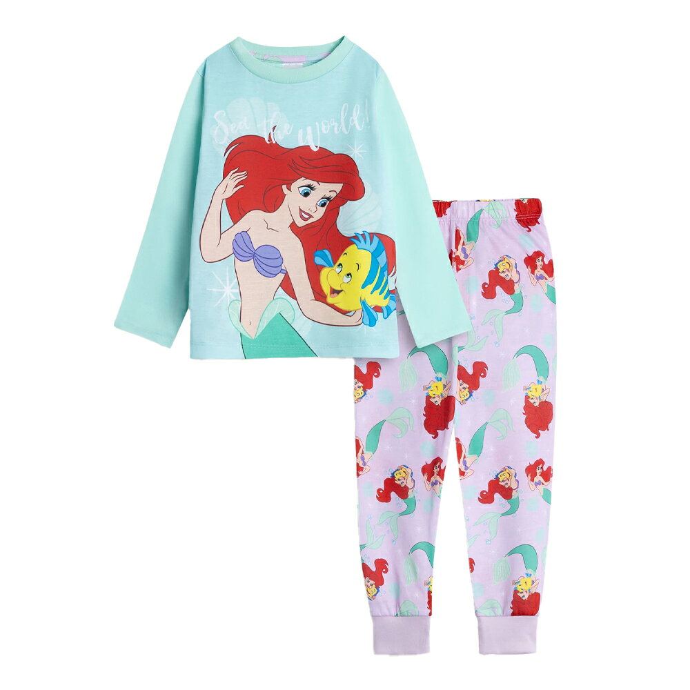 (リトル・マーメイド) The Little Mermaid オフィシャル商品 キッズ・子供 ガールズ パジャマ Ariel & Flounder 長袖 上下セット 