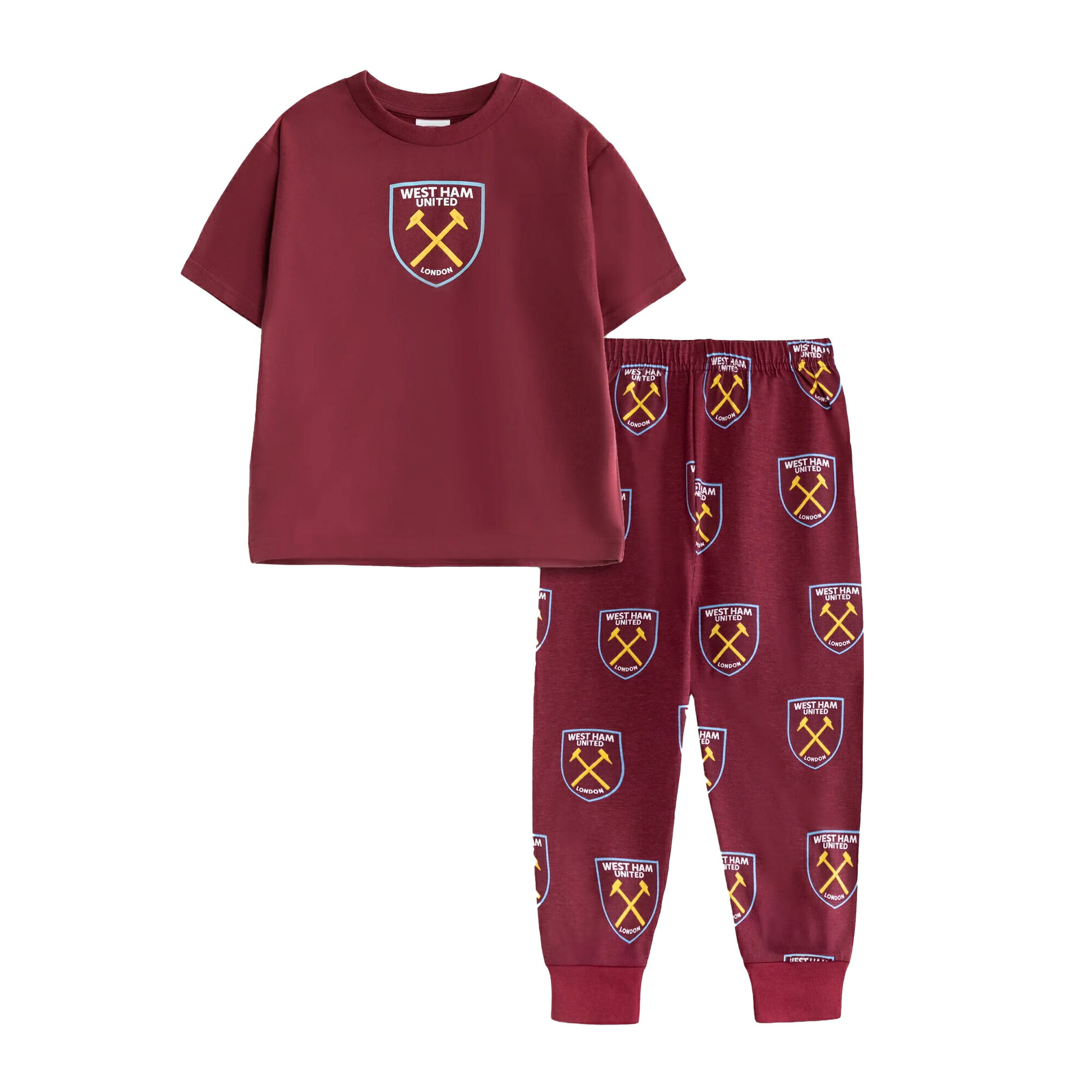 ウェストハム・ユナイテッド フットボールクラブ West Ham United FC オフィシャル商品 キッズ・子供 ボーイズ パジャマ クレスト 半袖 上下セット 【海外通販】