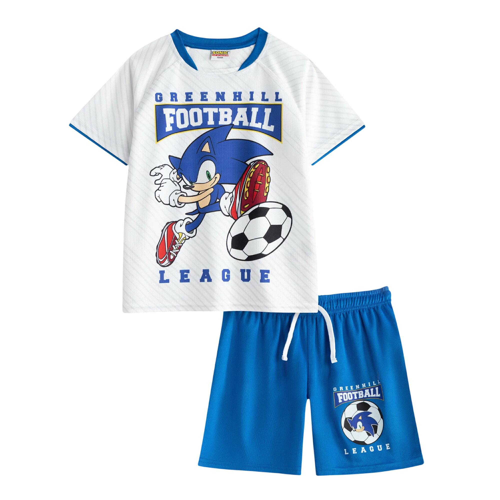(ソニック・ザ・ヘッジホッグ) Sonic The Hedgehog オフィシャル商品 キッズ・子供 ボーイズ Tシャツ Greenhill League 半袖 半ズボンサッカー セット 【海外通販】