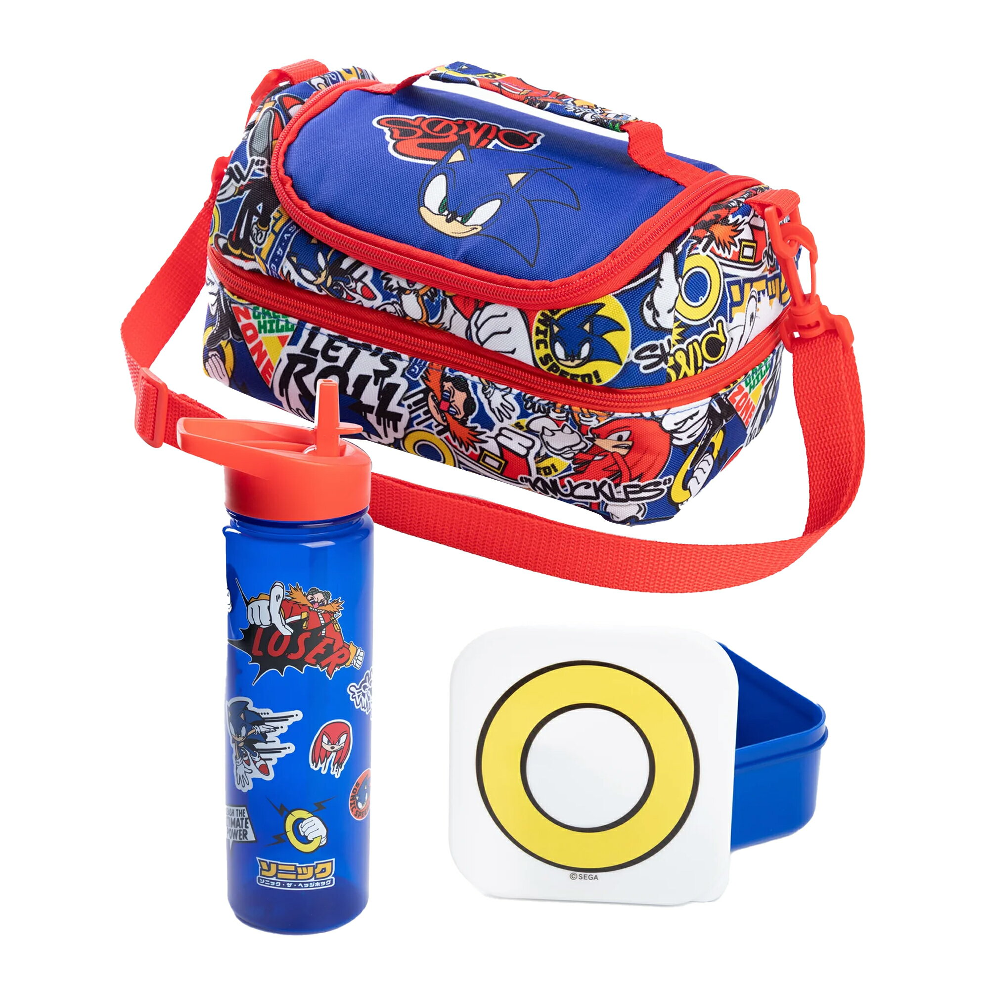 (ソニック・ザ・ヘッジホッグ) Sonic The Hedgehog オフィシャル商品 ランチバッグ お弁当入れ かばん セット (3ピース) 【海外通販】
