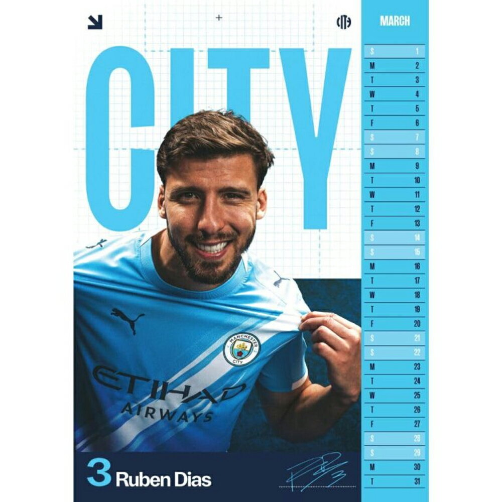 マンチェスター・シティ フットボールクラブ Manchester City FC オフィシャル商品 2026 A3 ウォールカレンダー 壁掛けカレンダー 【海外通販】