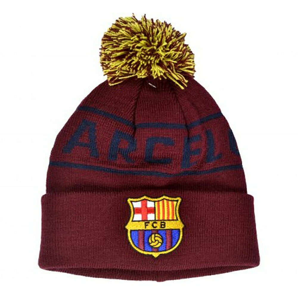 FCバルセロナ フットボールクラブ FC Barcelona オフィシャル商品 ユニセックス テキスト ポンポンつき ニット帽 バブルハット 【海外通販】