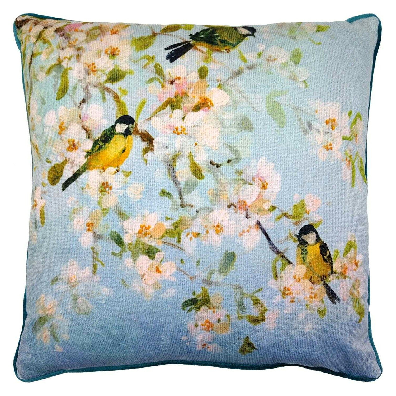 (フレッチャー・プレンティス) Fletcher Prentice オフィシャル商品 Song Birds And Apple Blossom 角型 クッション 