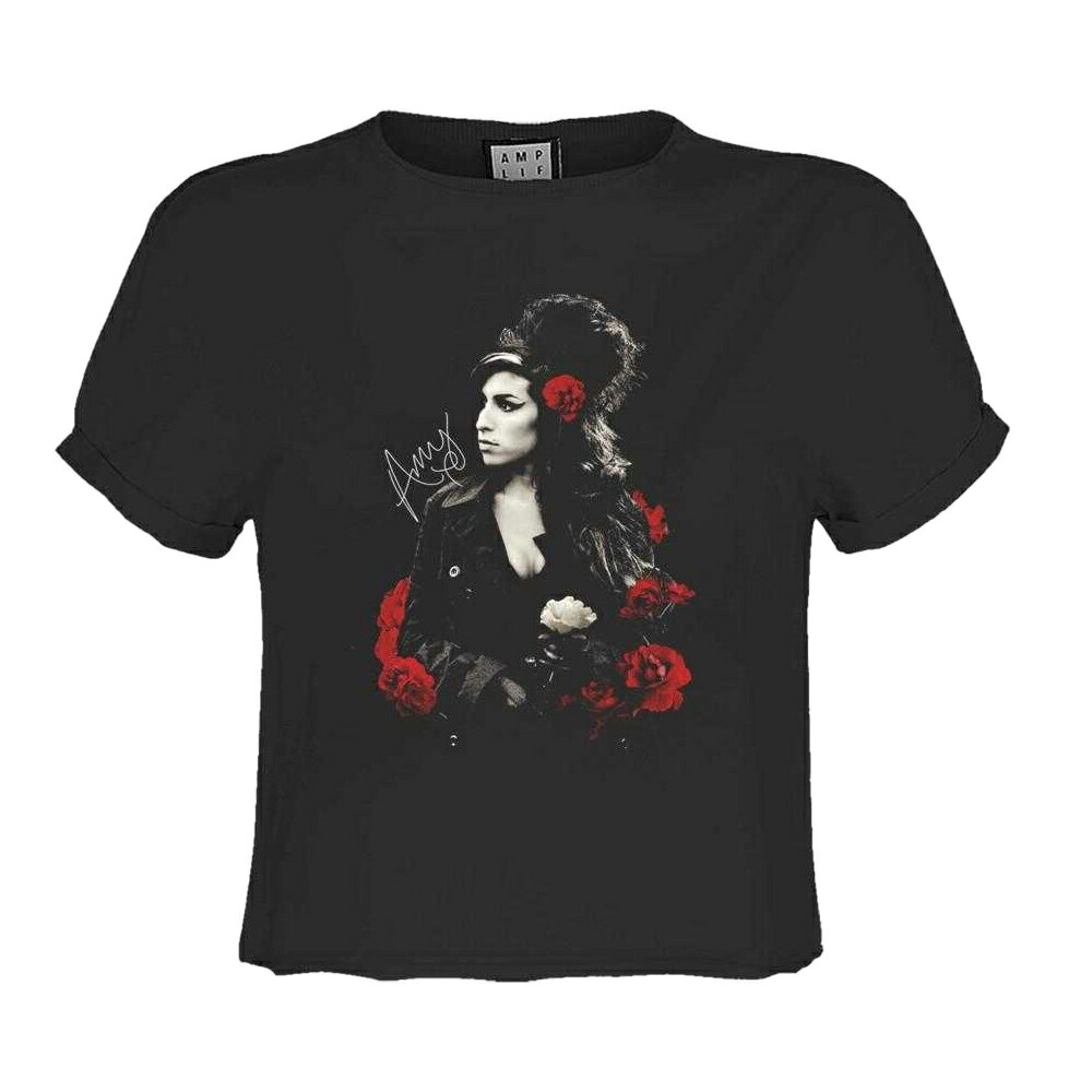 (アンプリファイド) Amplified オフィシャル商品 レディース Amy Winehouse エイミー・ワインハウス Tシャツ クロップ丈 Poses With Roses 半袖 【海外通販】