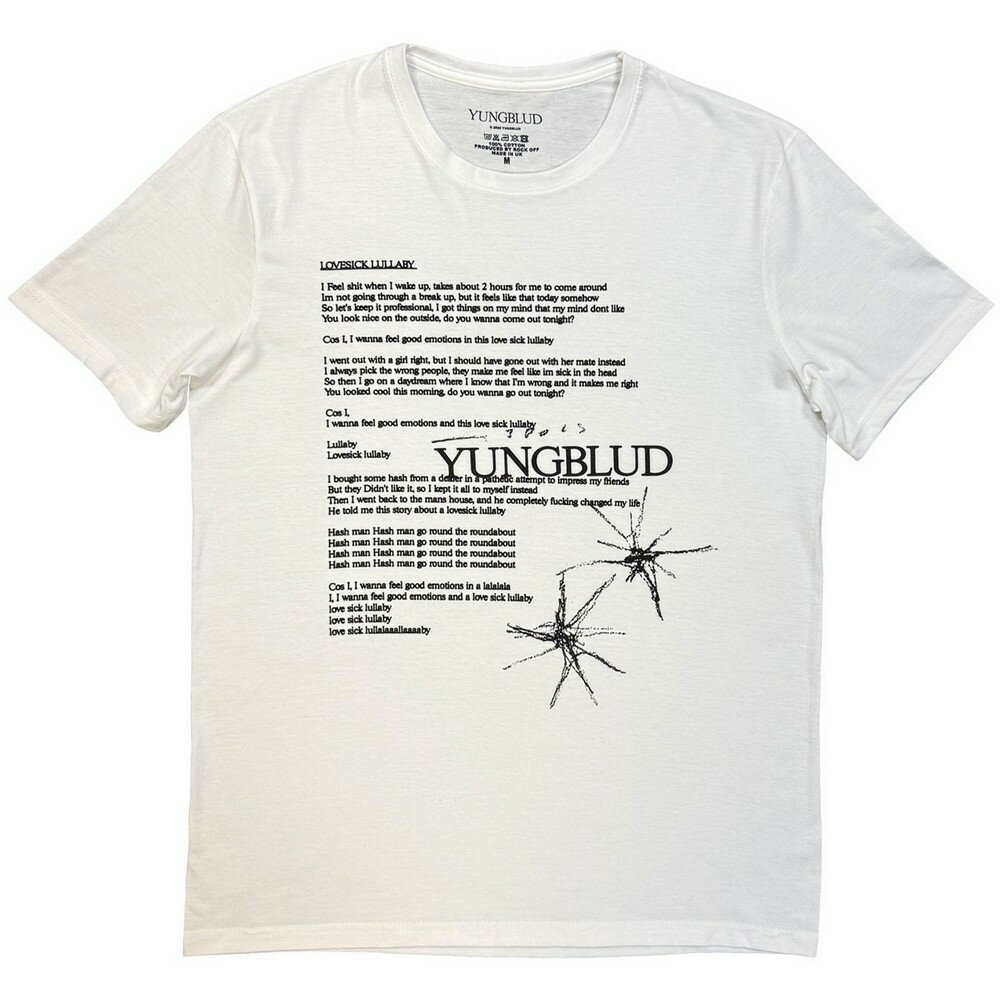 (ヤングブラッド) Yungblud オフィシャル商品 ユニセックス Lovesick Lullaby Tシャツ 半袖 トップス 