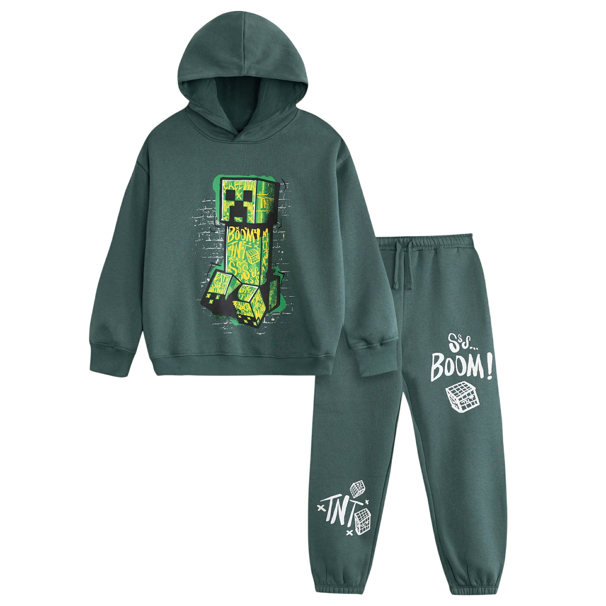 (マインクラフト) Minecraft オフィシャル商品 キッズ・子供用 長袖 パーカー＆ジョガーパンツ 上下セット 【海外通販】