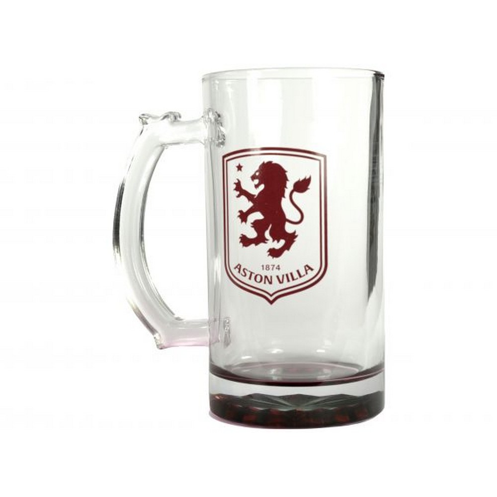 アストン・ヴィラ フットボールクラブ Aston Villa FC オフィシャル商品 ガラス クレスト ビールジョッキ 【海外通販】