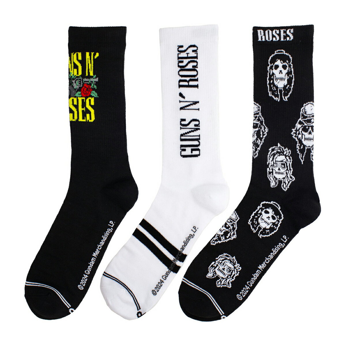 Rakuten - (ガンズ・アンド・ローゼズ) Guns N Roses オフィシャル商品 ユニセックス ロゴ 靴下 クルーソックス ソックス セット (3足組) 【海外通販】
