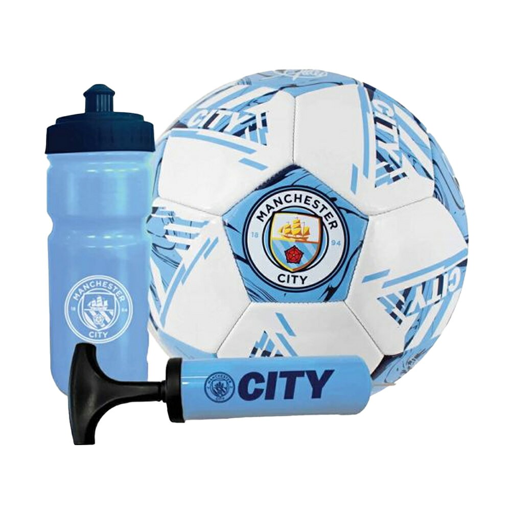 #1 Ball - マンチェスター・シティ フットボールクラブ Manchester City FC オフィシャル商品 ギフトセット サッカーボール 空気入れ ドリンクボトル 【海外通販】