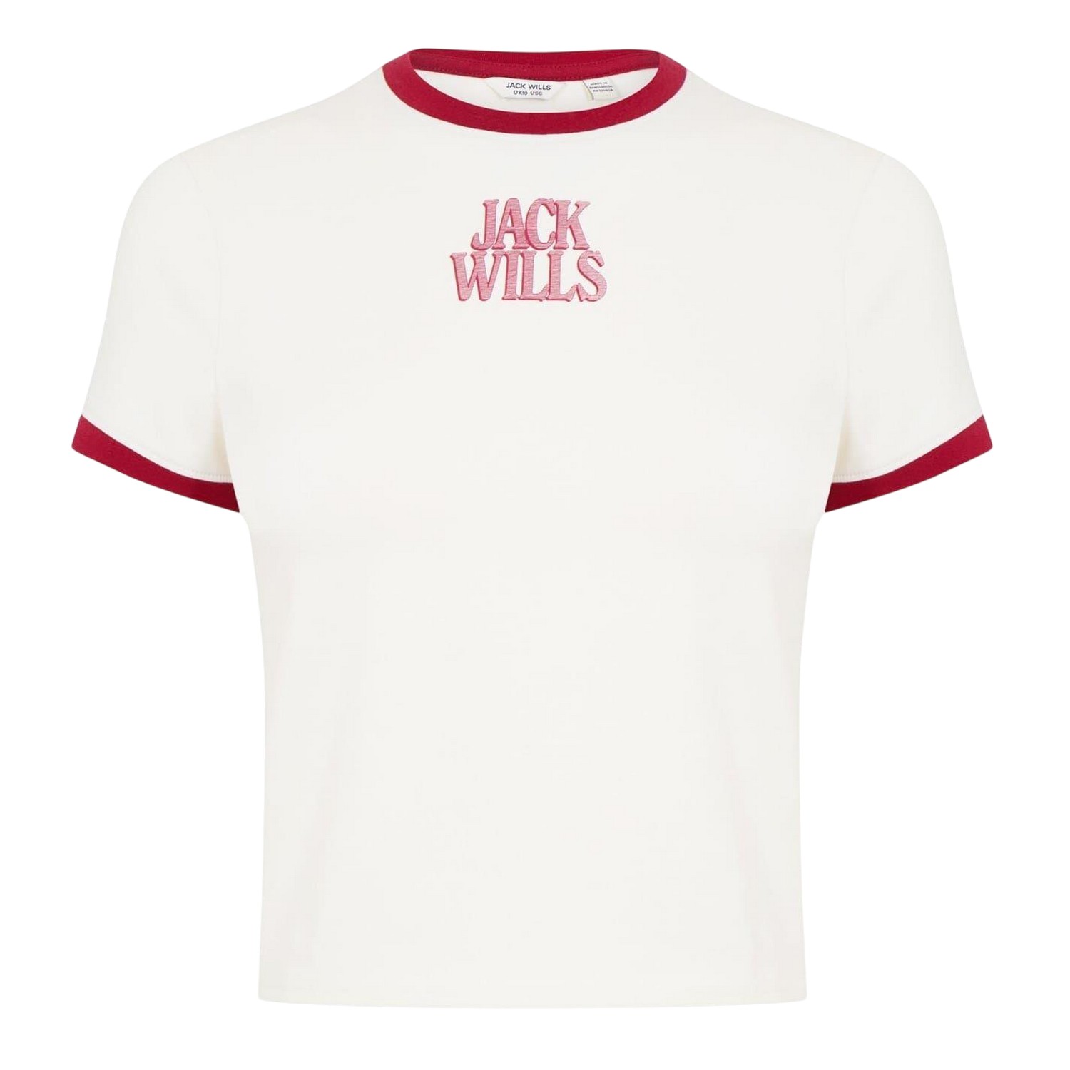 (ジャック・ウィルス) Jack Wills レディース 刺しゅうロゴ 半袖 クロップ丈 Tシャツ クロップトップ カットソー 【海外通販】