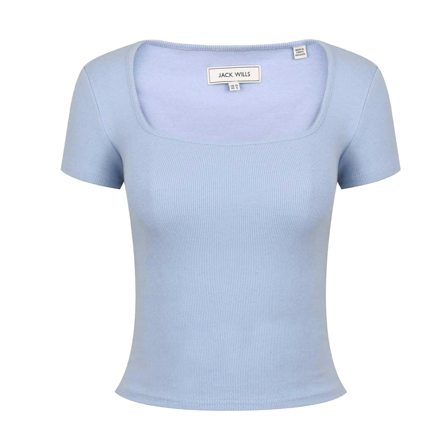 乐天商城 - (ジャック・ウィルス) Jack Wills レディース リブ スクープネック 半袖 Tシャツ トップス 【海外通販】