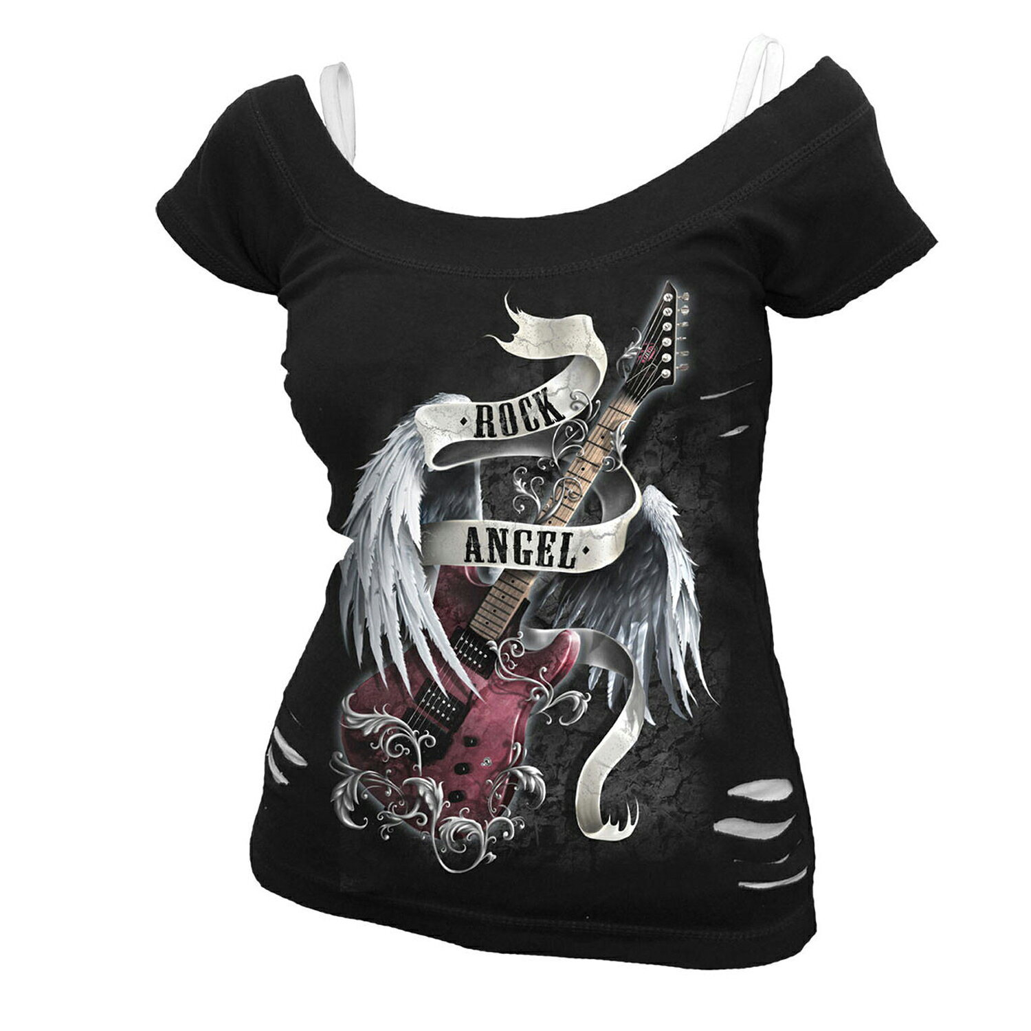 (スパイラル) Spiral オフィシャル商品 レディース Rock Angel Tシャツ 2イン1 半袖 トップス 【海外通販】
