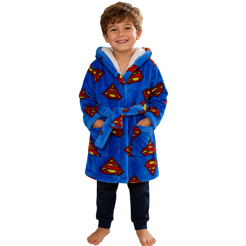 (スーパーマン) Superman オフィシャル商品 キッズ・子供用 フードつき フリース ローブ ドレッシングガウン ルームウェア 【海外通販】