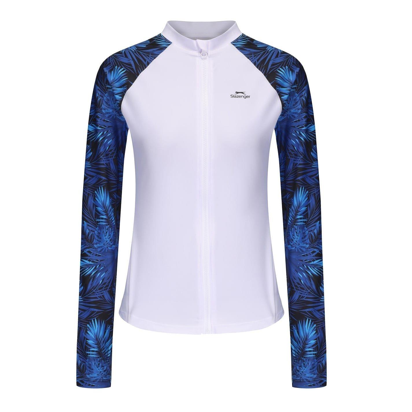 (スラセンジャー) Slazenger レディース パームプリント フルジップ スイムトップ ...