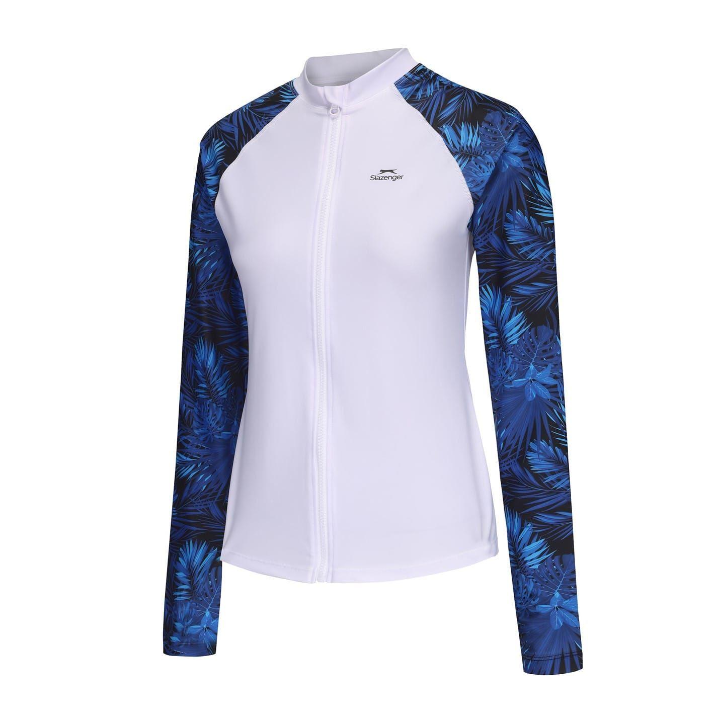 (スラセンジャー) Slazenger レディース パームプリント フルジップ スイムトップ ...