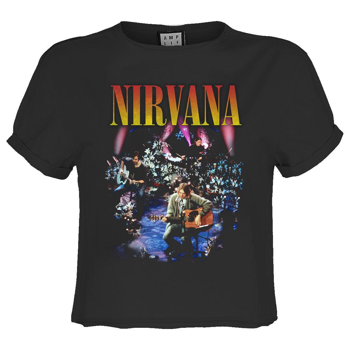 (アンプリファイド) Amplified オフィシャル商品 レディース ニルヴァーナ Tシャツ クロップ丈 Live In NY 半袖 カットソー トップス 【海外通販】