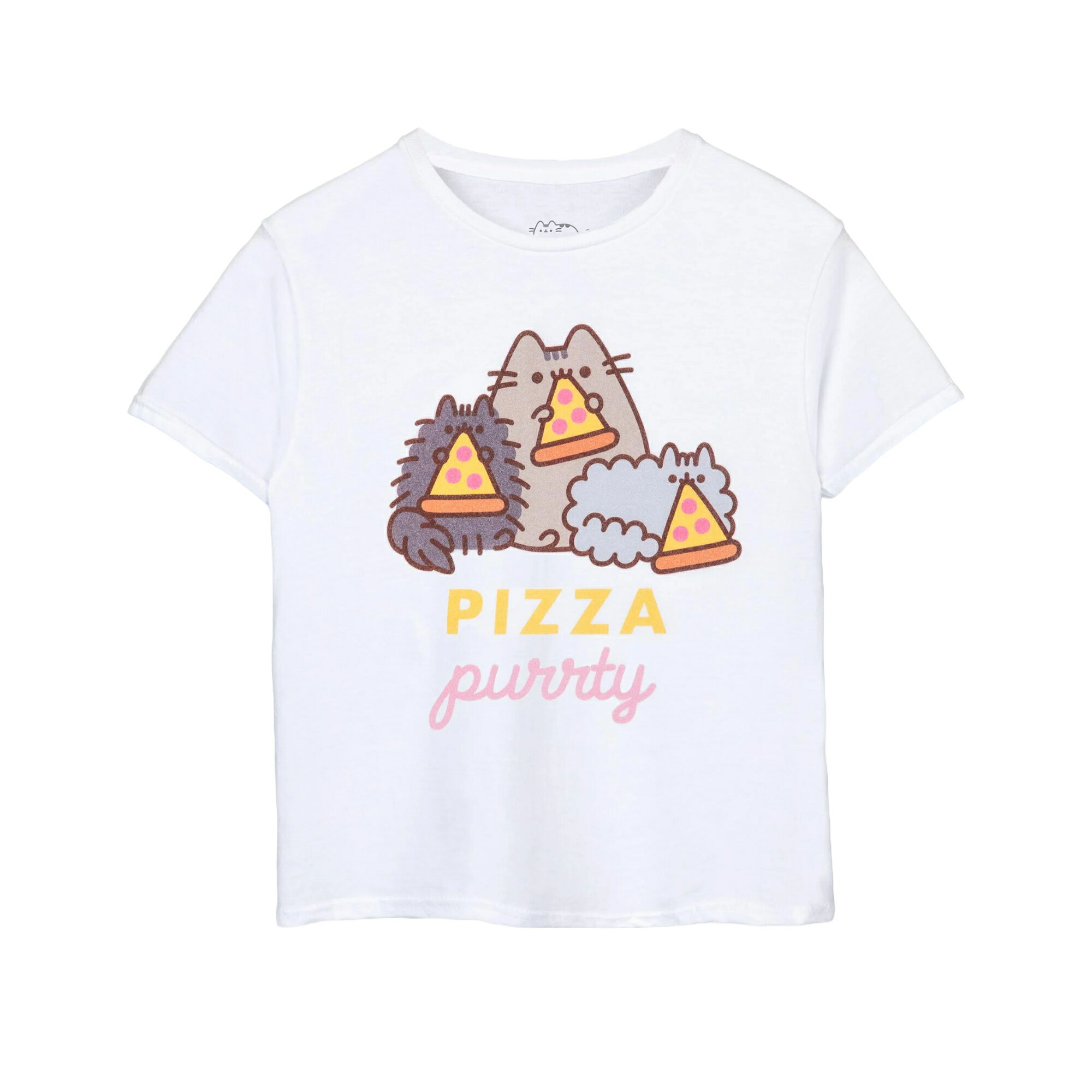 (ねこのプシーン) Pusheen オフィシャル商品 キッズ・子供 ガールズ Tシャツ Pizza Purrty 半袖 トップス 【海外通販】